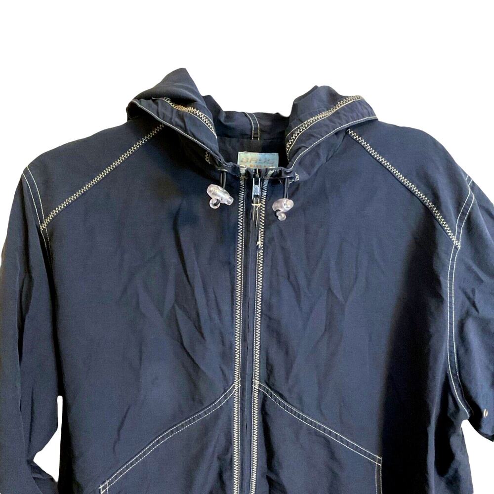 GH Bass Windbreaker Rain Jacket Women’s Size XL Navy Cotton Nylon Relaxed Fit - Picture 6 of 9